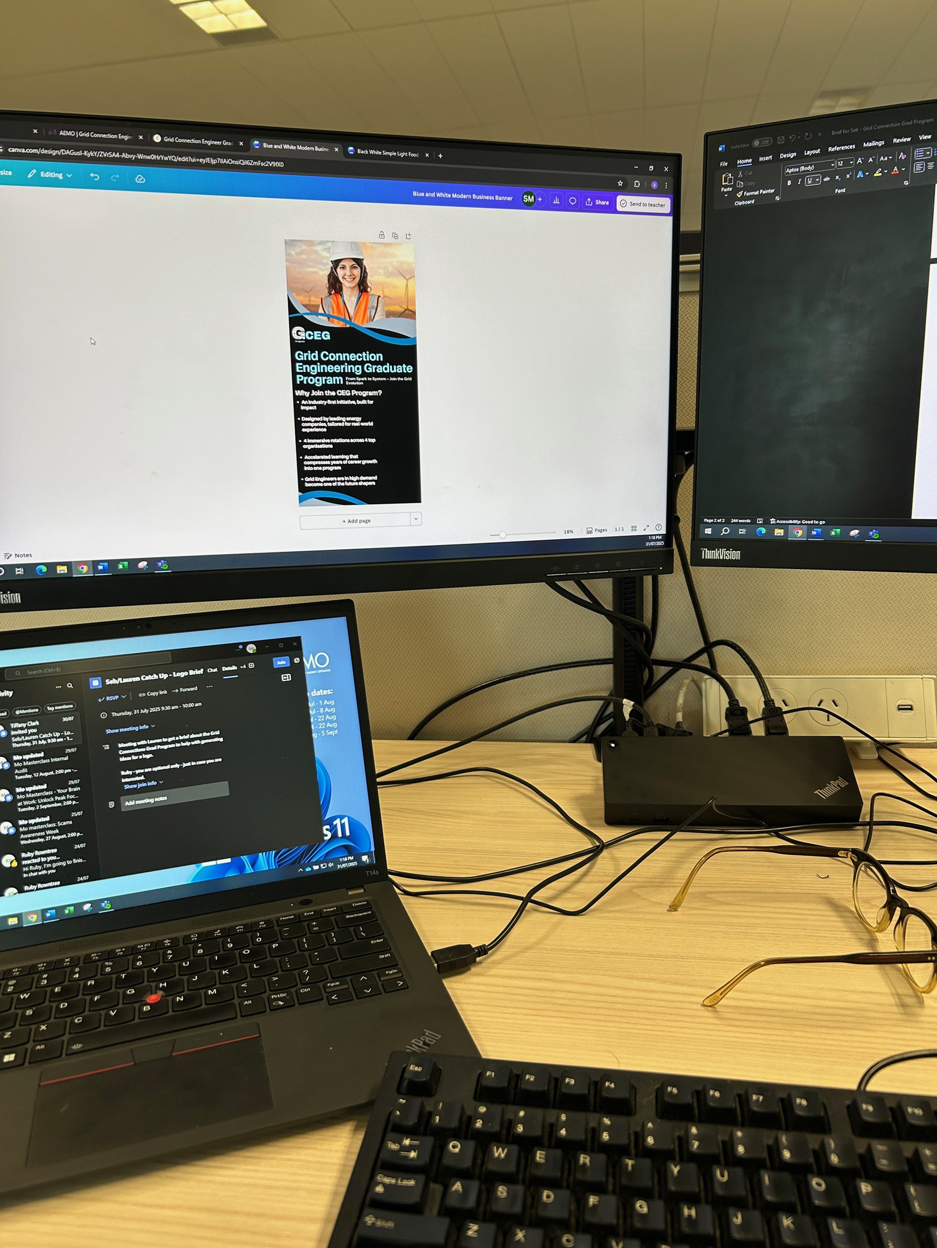 Seb's view of his computer desk set up